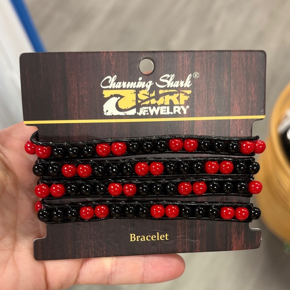 Black and Red Beaded Bracelet NWT